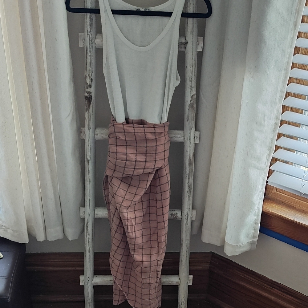 Zara Pink Grid Pencil Skirt